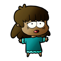 cartoon tired woman