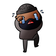 Obraz premium cartoon bearded man crying and stamping foot