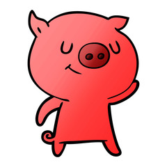 happy cartoon pig