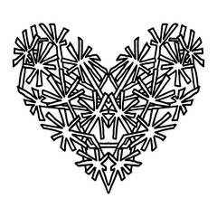 Handdrawn zentangle heart. Mandala style design for St. Valentine day cards. Coloring book pattern. Vector black and white doodle illustration.