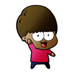happy cartoon boy waving