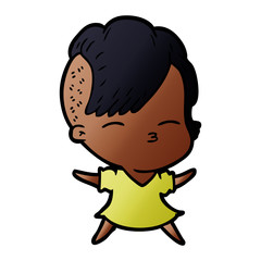 cartoon squinting girl