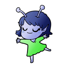 smiling alien girl cartoon dancing