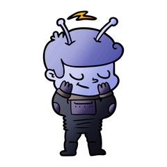 bashful cartoon spaceman