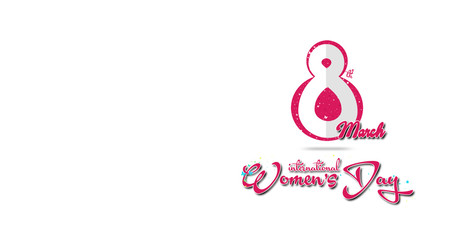 March 8 Happy women's day greeting card. on white background