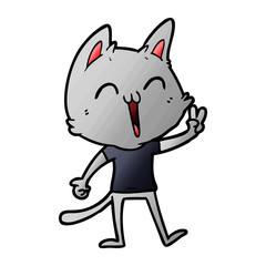 happy cartoon cat meowing