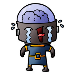 cartoon crying robot