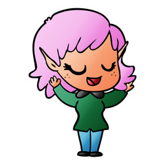 happy cartoon elf girl