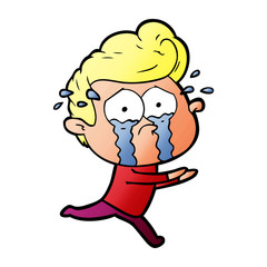 cartoon crying man running