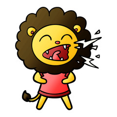 cartoon roaring lion in dress
