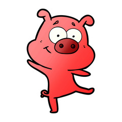 happy cartoon pig dancing