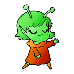 smiling alien girl cartoon