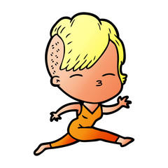 cartoon girl leaping