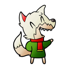 laughing fox wearing winter clothes