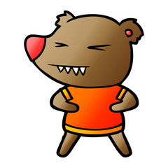 angry bear cartoon in t shirt