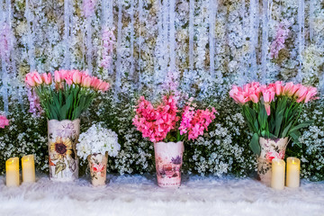 Beautiful flowers background for wedding scene
