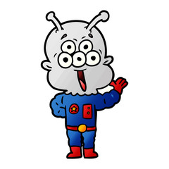 happy cartoon alien waving