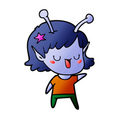 happy alien girl cartoon