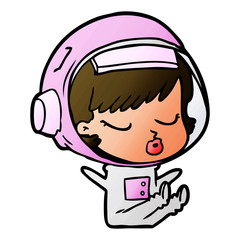 cartoon pretty astronaut girl