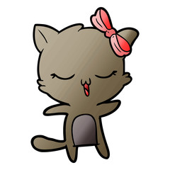 cartoon cat with bow on head