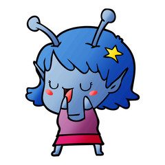 happy alien girl cartoon