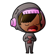 cartoon astronaut woman explaining