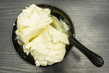 Homemade Organic Vanilla Ice Cream.