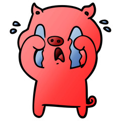 crying pig cartoon