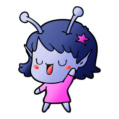 happy alien girl cartoon