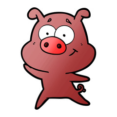 happy cartoon pig