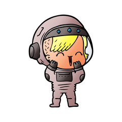 cartoon laughing astronaut girl
