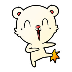 happy cartoon polar bear kicking