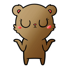 peaceful cartoon bear shrugging