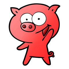 cheerful pig cartoon