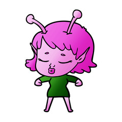 cute alien girl cartoon