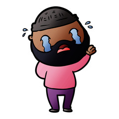 Fototapeta premium cartoon bearded man crying