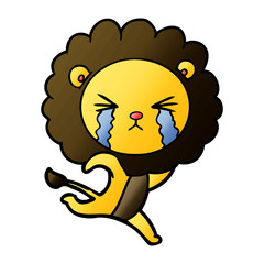 cartoon crying lion running away