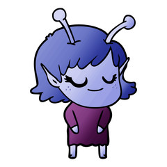 smiling alien girl cartoon