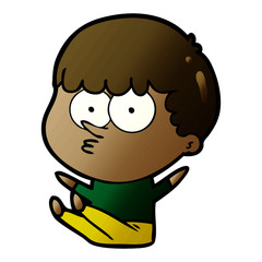 cartoon boy sat waiting