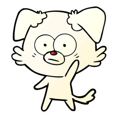 nervous dog cartoon waving