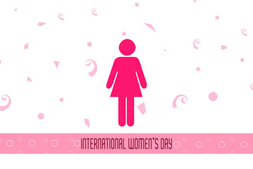 International Women's Day, 8 March greeting card template with white background