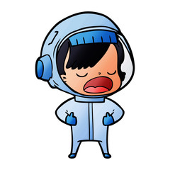 cartoon astronaut woman explaining