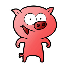 cheerful pig cartoon