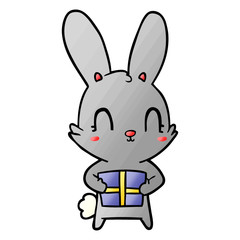 Fototapeta na wymiar cute cartoon rabbit with present