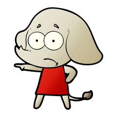 cartoon unsure elephant girl pointing