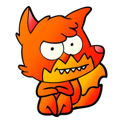 cartoon grinning fox sitting