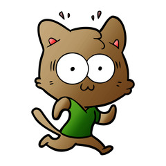cartoon surprised cat running