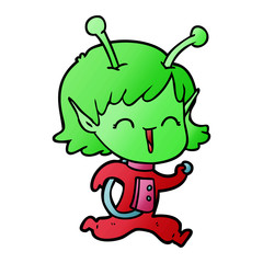cartoon alien girl laughing