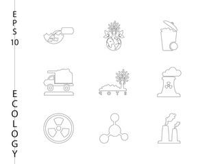 Green, Ecology and environment icon set in vector format. 9 icons in thin line sets