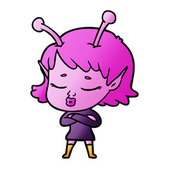 cute alien girl cartoon